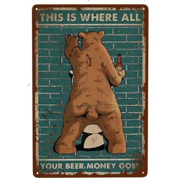 Plechová cedule Retro plechová cedule koupelna vtipná dekorace | retro plakát - 13 , 40x30 cm