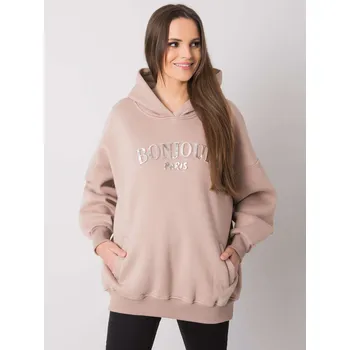 Dámská mikina Béžová dámská oversize mikina s kapucí RV-BL-7357.35X-beige Velikost: L/XL