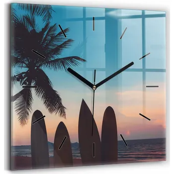 Hodiny Skleněné hodiny s motivem na zeď Tiché ručičky Obývací pokoj Surfování na pláži