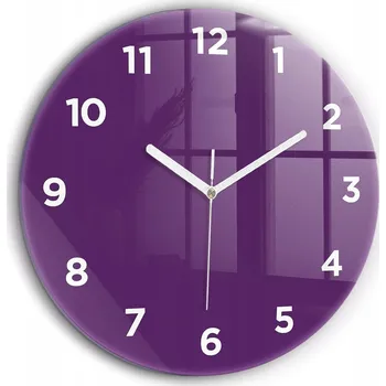 Hodiny Čtvercové Skleněné Nástěnné Hodiny Do Kanceláře s Fialovým Vzorem fi60 cm