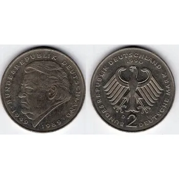 NĚMECKO. 2 Mark 1990/D. Franz Joseph Strauss. KM-175.