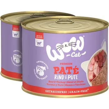 Krmivo pro kočku WOW Cat konzerva Paté Hovězí s krocanem Adult 2x 200g