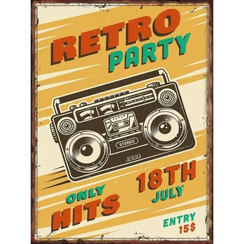 Plechová cedule Vintage plechová cedule retro hudba | nástěnná dekorace, kovová cedule - 2 , 20x30 cm