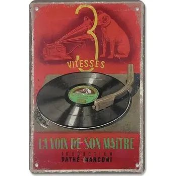 Plechová cedule Vintage plechová cedule hudební retro | nástěnná dekorace - 22 , 20x30 cm