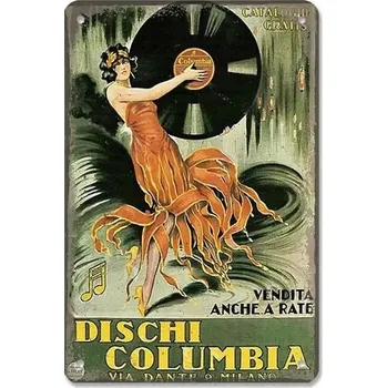 Plechová cedule Vintage plechová cedule hudební retro | nástěnná dekorace - 13 , 20 x 14 cm