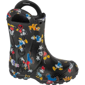 Dívčí holínky Černé vzorované dětské holínky Crocs Mickey Friends Handle It Boot Kids 210889-90H Velikost: 29/30
