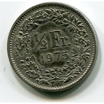 ŠVÝCARSKO. 1/2 franken 1975.