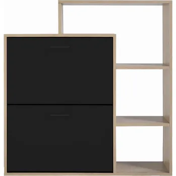 Botník Botník výklopný s policí Stylo SD-3395 90 x 86 x 24 cm - černá / dub sonoma