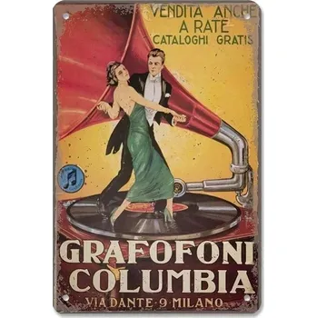 Plechová cedule Vintage plechová cedule hudební retro | nástěnná dekorace - 9 , 20x30 cm