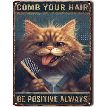 Plechová cedule Retro plechová cedule vtipná kočka | kovová dekorace - 14 , 20x30 cm