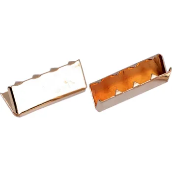 Kovová koncovka na plochou šňůru šíře 25 mm, malé, 6 růžové zlato