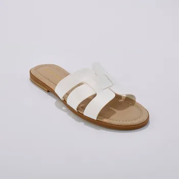 Dámské pantofle Ploché pantofle s překříženými pásky bílá 38