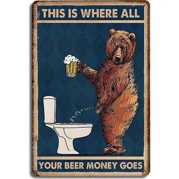 Plechová cedule Retro plechová cedule koupelna vtipná dekorace | retro plakát - 7 , 20x30 cm