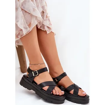 Dámské sandále Dámské Sandály Na Platformě Z Eko Kůže Gevinniser Barva: Černá, Velikost: 39