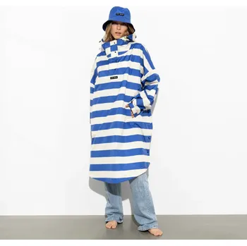 Dámský kabát VIVI MARI Kabát do deště Bold stripes blue/sand