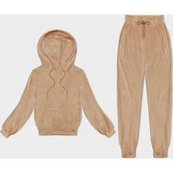 Dámská velurová souprava s kapucí v béžové J.STYLE, odstíny béžové XL (42) i392_24140-53