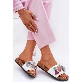 Dámské pantofle Dámské Pantofle S Květinami Na Korkové Platformě Zinrosa Barva: Bílá, Velikost: 36