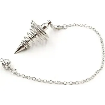 Věštecké kyvadlo spirálové kovové | amulet, ezoterický doplněk - Stříbro