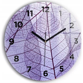 Hodiny Kulatý Skleněné Nástěnné Hodiny se Stylovým Potiskem Listů – příroda průměr 60 cm