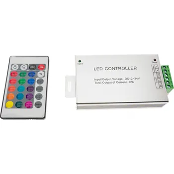 LED páska RGB LED ovladač s IR dálkovým ovládáním – 24 kláves, 12–24V DC