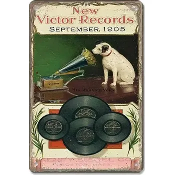 Plechová cedule Vintage plechová cedule hudební retro | nástěnná dekorace - 6 , 20x30 cm