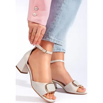 Dámské sandále Světle šedé sandály na podpatku SK-874PEA Velikost: 37