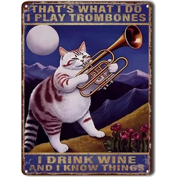 Plechová cedule Retro plechová cedule vtipná kočka | kovová dekorace - 20 , 20 x 14 cm