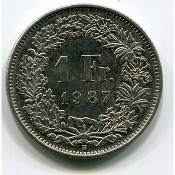 ŠVÝCARSKO. 1 franken 1987.