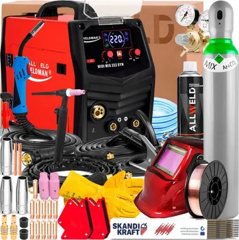 Svářečka SVÁŘEČKA WELDMAN MIDI MIG 222 SYN MMA TIG LIFT FLUX 230V 220A DRŽÁK 4 M