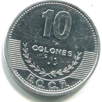 Sběratelství KOSTARIKA. 10 colones 2012.