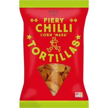 Chips Marks & Spencer Kukuřičné tortillové lupínky s příchutí chilli