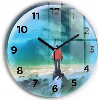 Hodiny Ozdobné nástěnné hodiny s krásnou grafikou Muž na Měsíci kulatý průměr 30 cm