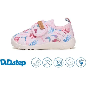 Dětská treková obuv D.D.step dívčí plátěnky C086-51499A Barva: růžová, Velikost: 22