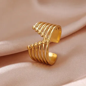 Prsten Ocelový prsten srdce nastavitelný | dámský módní šperk - Styl 19 Gold