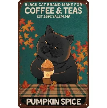 Plechová cedule Retro plechová cedule vtipná kočka | kovová dekorace - 6 , 20 x 14 cm