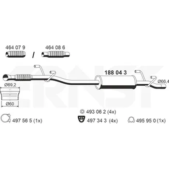 Tlumič výfuku Střední tlumič výfuku ERNST 188043