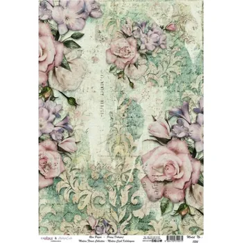 Umělecký papír Cadence Rýžový papír Cadence, A4 - Růže v ornamentu