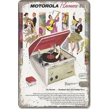 Plechová cedule Vintage plechová cedule hudební retro | nástěnná dekorace - 3 , 20 x 14 cm