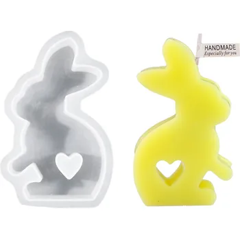 Svíčka Silikonová forma na SVÍČKY VOSKOVÉ MYDLA ODLITKY ZAJÍČEK SE SRDCEM Velikonoce