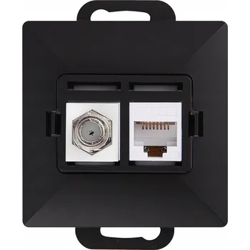 Elektrická zásuvka Anténní a internetová zásuvka nástěnná Abex černá