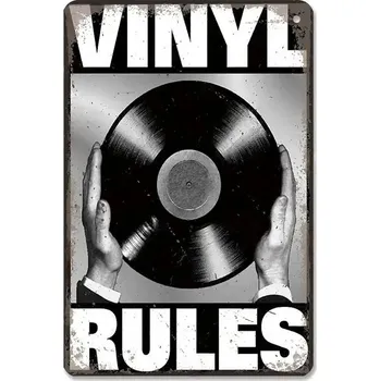 Plechová cedule Vintage plechová cedule hudební retro | nástěnná dekorace - 7 , 20x30 cm