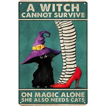 Plechová cedule Vintage plakát Halloween plechová cedule | retro dekorace - 16 , 2PC-14x20cm