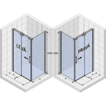 Sprchové dveře RIHO OCEAN O203 100 x 80/195cm dveře Pravé+boční stěna Levá sklo čiré GU01000802