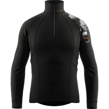 Pánské funkční triko dlouhý rukáv - stoják ECO zip RIDER MAN černá Bamboo Thermo - Černá / XL