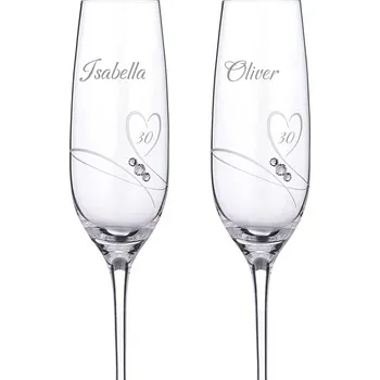 Sklenice Dekorant Sklenice na šampaňské 200 ml 2 ks průhledná s motivem srdce