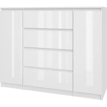 Šatní skříň Komoda 2D4S - bílý lesk