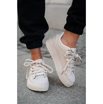 Dámské tenisky Dámské Tenisky Se Zdobením Na Platformě Leopardí Eanneth Barva: Béžová, Velikost: 38