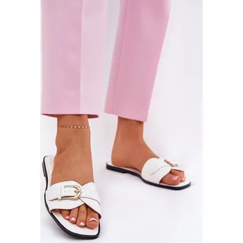 Dámské pantofle Boto Ploché Dámské Pantofle Se u Sponou Esiobb Barva: Bílá, Velikost: 39