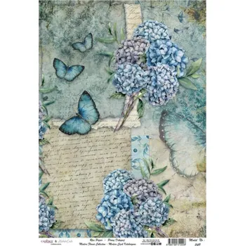 Umělecký papír Cadence Rýžový papír Cadence, A4 - Modré hortenzie