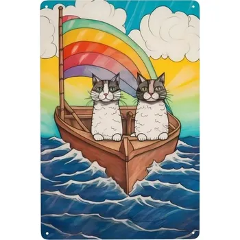 Plechová cedule Retro plechová cedule vtipná kočka | kovová dekorace - 9 , 40x30 cm